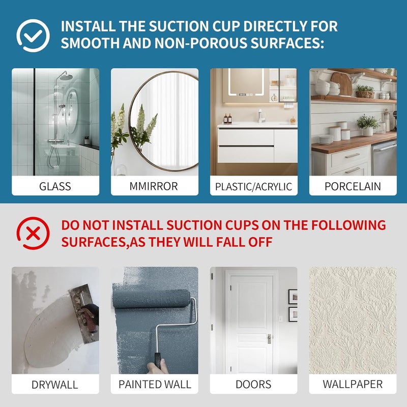 Deluwire Suction Cup Hooks for Shower,4 Packs Wall Mount Towel Holder,Removable Shower Towel Suction Hooks for Bathroom Wall,Kitchen,Glass,Mirror,Tile to Hang Robes,Loofah-Silver - Image 2